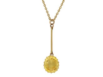 Yellow Ceylon sapphire pendant, circa 1900. 