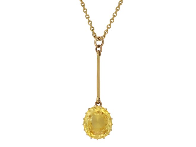 Yellow Ceylon sapphire pendant, circa 1900. 