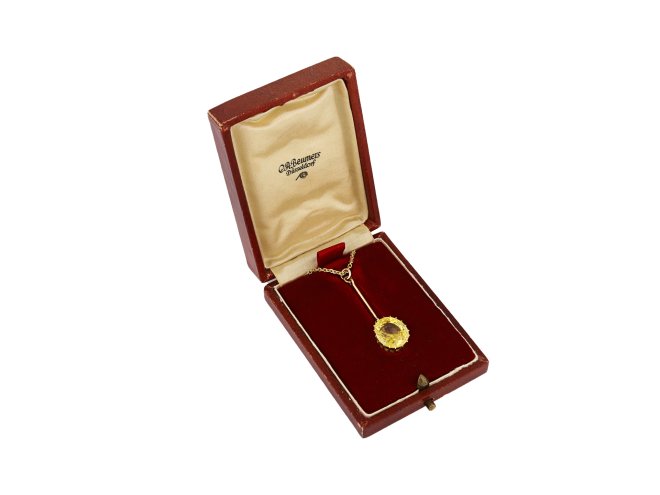 Yellow Ceylon sapphire pendant, circa 1900. 