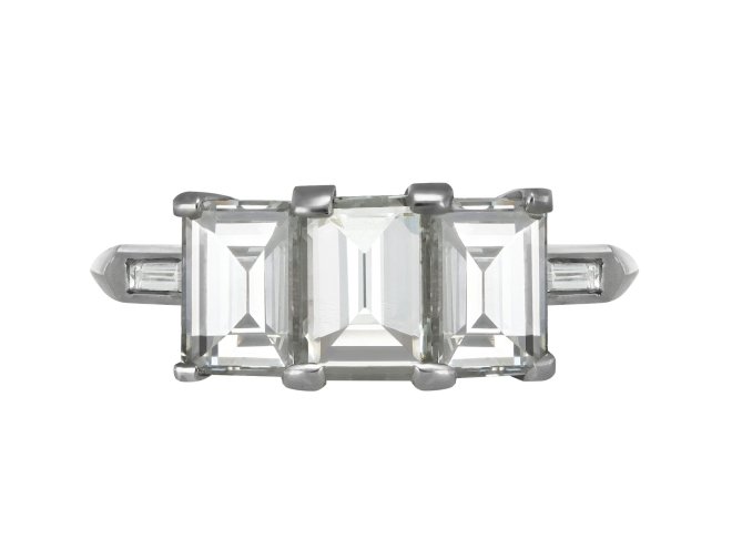 Oscar Heyman Three stone diamond ring, circa 1930.