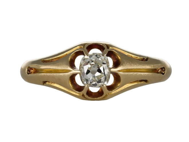 Victorian old mine diamond solitaire ring, English, 1867.