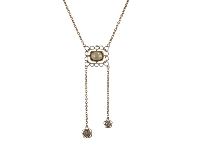 Fancy brown yellow diamond negligee pendant, circa 1915.