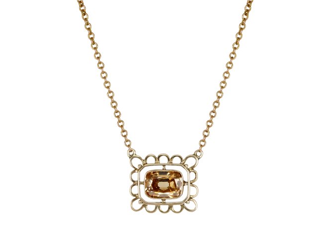 Fancy brown yellow diamond negligee pendant, cFancy brown yellow diamond negligee pendant, circa 1915.irca 1915.