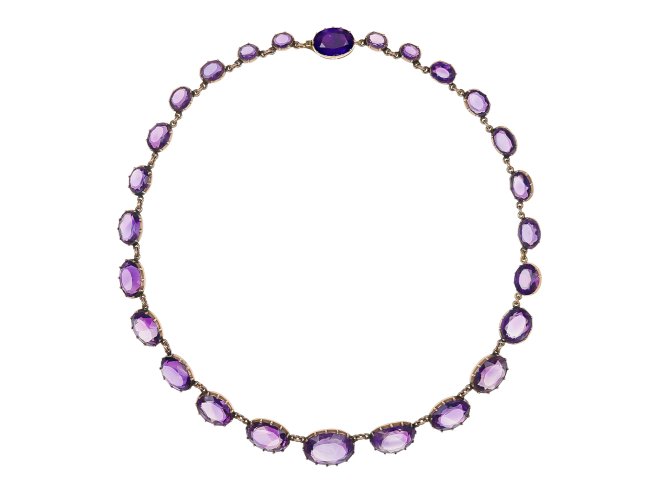 Amethyst rivi&egrave;re necklace, circa 1890. 