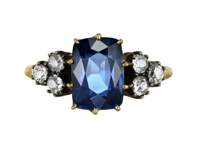 Victorian sapphire and diamond ring, circa 1890.
