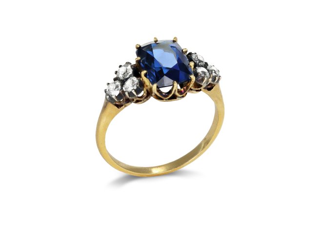 Victorian sapphire and diamond ring, circa 1890.