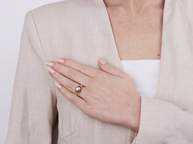 Rose cut diamond solitaire ring, circa 1840. 