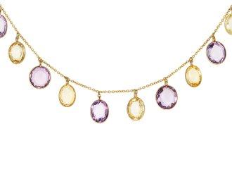 Victorian amethyst and citrine necklace, circa 1900. 