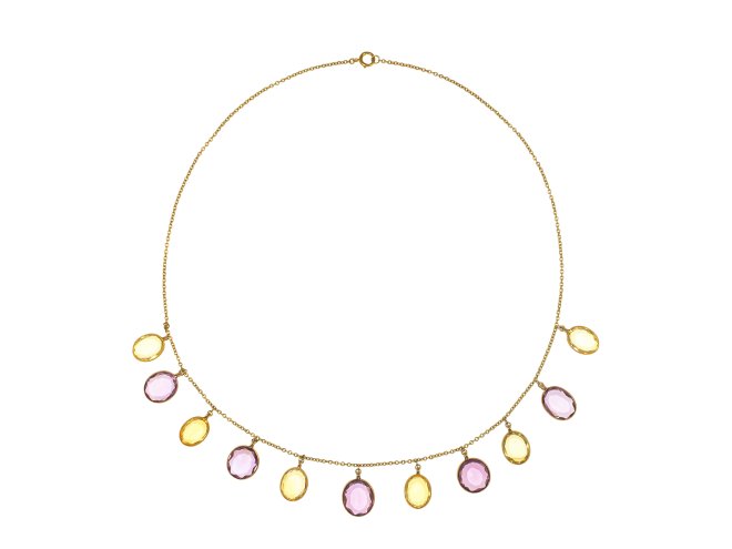 Victorian amethyst and citrine necklace, circa 1900. 