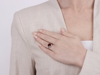 Garnet and diamond coronet cluster ring, circa 1915.
