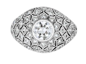 Bomb&eacute; diamond cluster ring, circa 1930. 