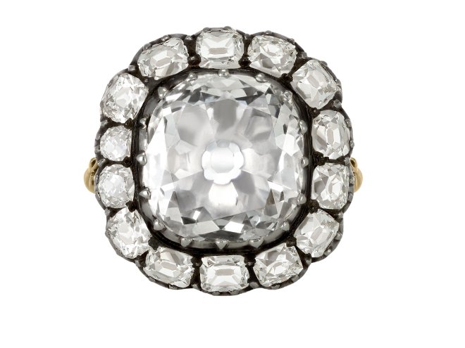 Victorian diamond coronet cluster ring, circa 1880.