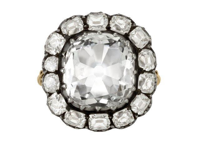 Victorian diamond coronet cluster ring, circa 1880.