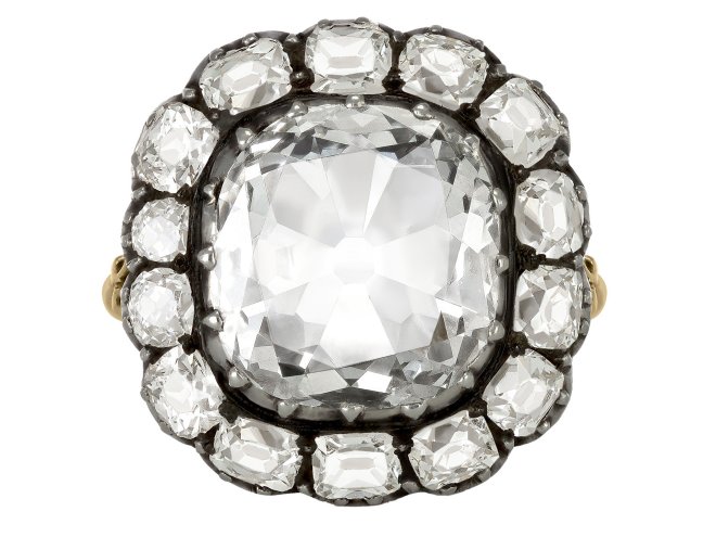 Victorian diamond coronet cluster ring, circa 1860.