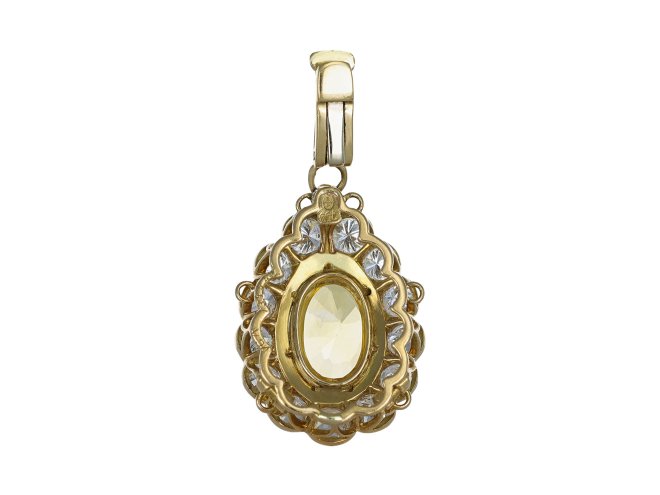 Van Cleef & Arpels yellow sapphire and diamond pendant, circa 1980.