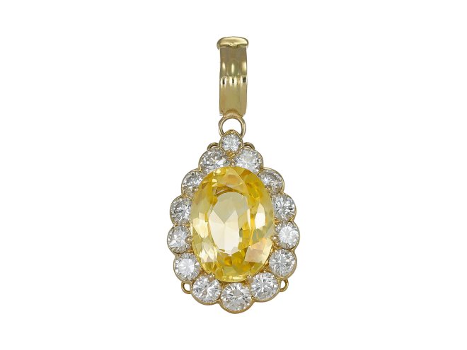 Van Cleef & Arpels yellow sapphire and diamond pendant, circa 1980.