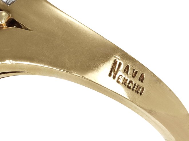 Colombian emerald and diamond ring, circa 1970.