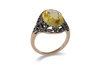 Yellow Sapphire Cluster Ring, Italian, circa 1880.