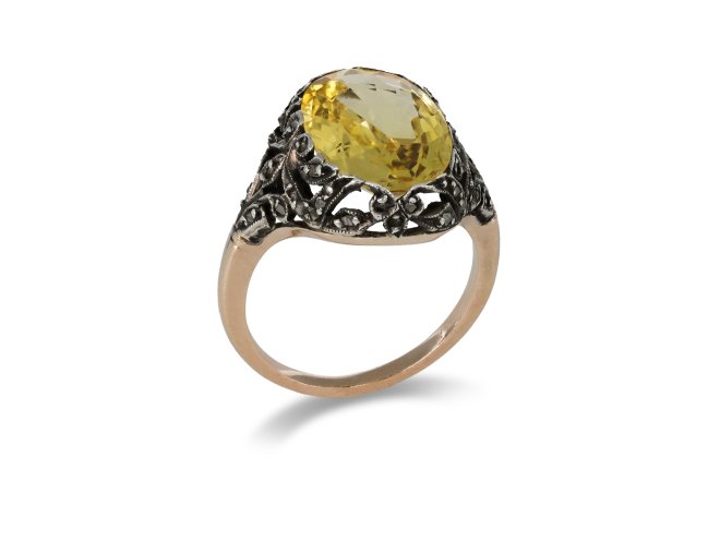 Yellow Sapphire Cluster Ring, Italian, circa 1880.