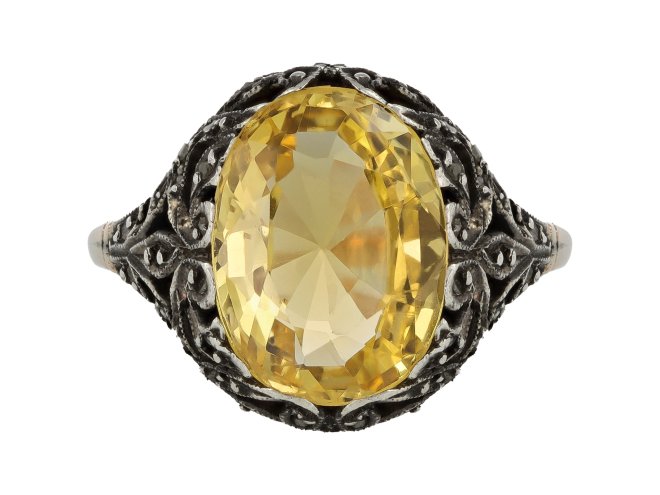 Yellow Sapphire Cluster Ring, Italian, circa 1880.