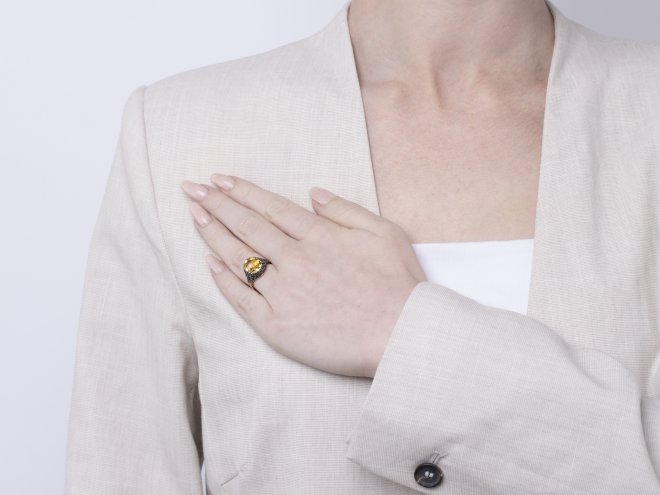 Yellow Sapphire Cluster Ring, Italian, circa 1880.