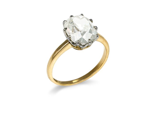 Old mine diamond solitaire ring, circa 1910. 
