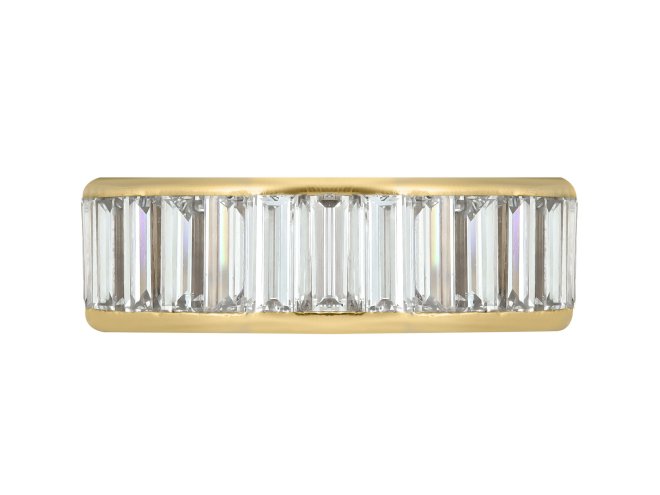 Baguette cut diamond eternity ring, circa 1970.