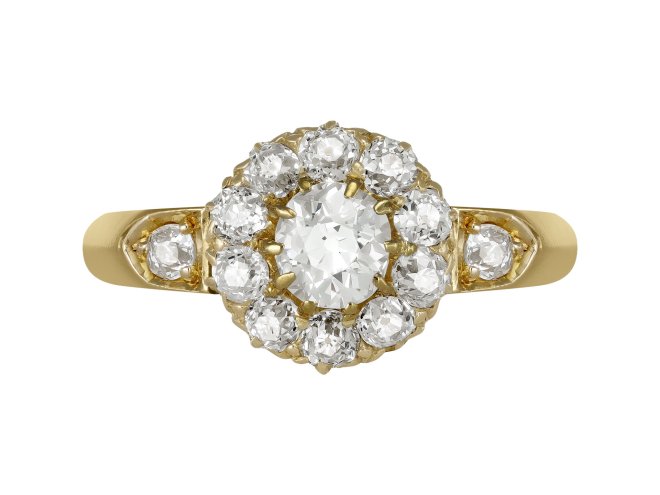 Diamond coronet cluster ring, English, 1887.