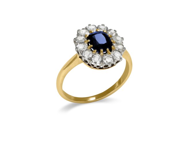 Edwardian sapphire and diamond coronet cluster ring, circa 1910. 