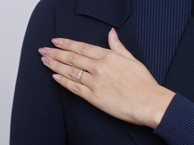 Edwardian diamond three stone ring, circa 1905. 