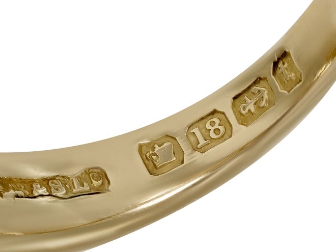 S Blanckensee & Son sapphire and diamond gypsy ring, English, 1893.