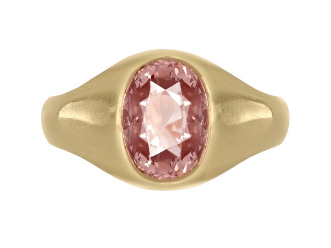 Padparadscha Ceylon sapphire ring, circa 19....