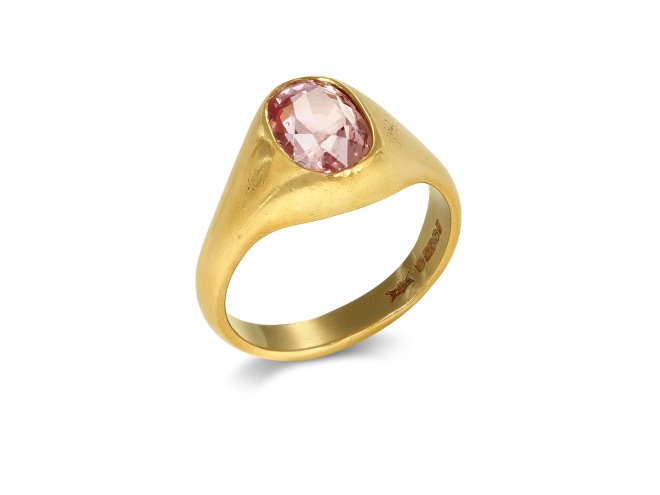 Padparadscha Ceylon sapphire ring.