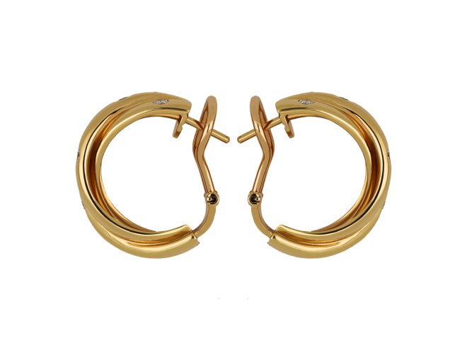 Cartier diamond trinity hoop earrings, French, circa 1995.
