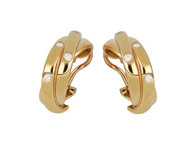 Cartier diamond trinity hoop earrings, French, circa 1995.