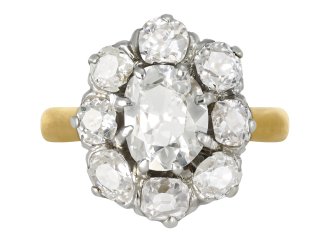Old mine diamond coronet cluster ring, circa 1910. 