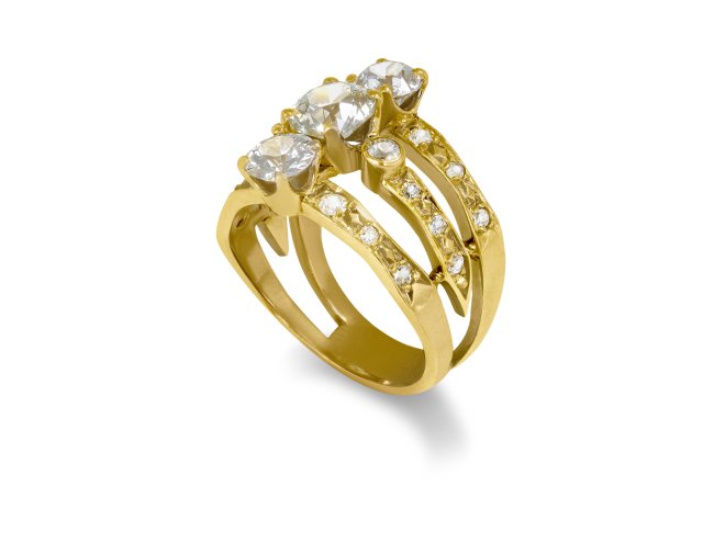 Old cut diamond dress ring, French, circa 1970.