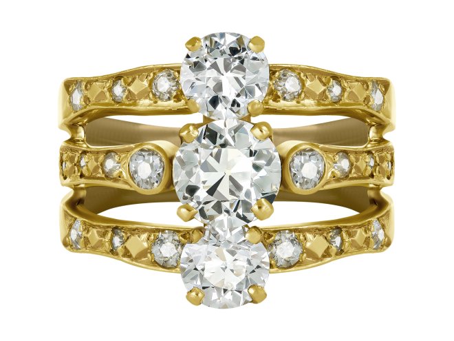 Old cut diamond dress ring, French, circa 1970.