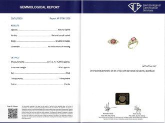 Purple spinel and diamond cluster ring, circa 1920.