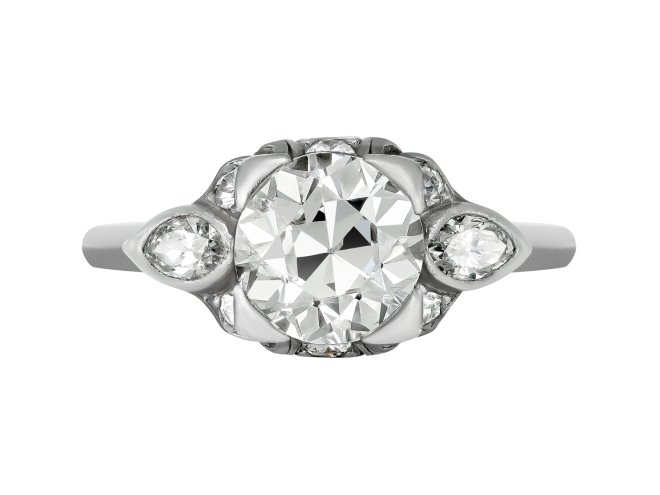 Diamond cluster ring, American, circa 1950.