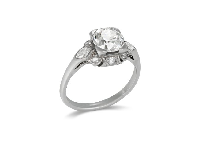 Diamond cluster ring, American, circa 1950.