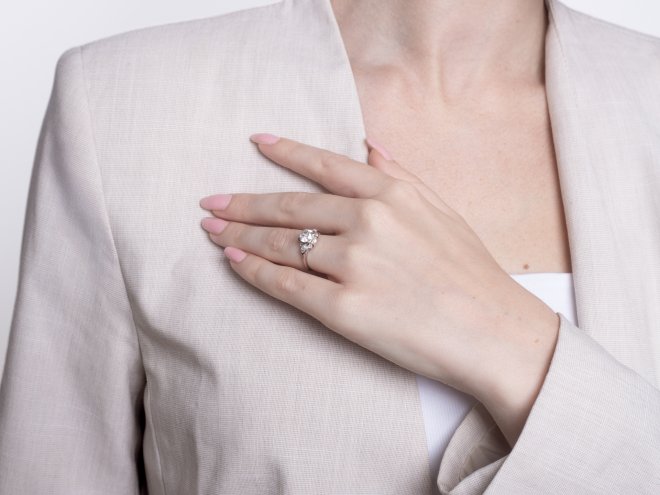 Diamond cluster ring, American, circa 1950.