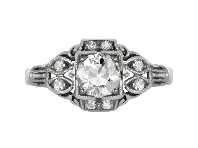Diamond cluster ring, American, circa 1930s.
