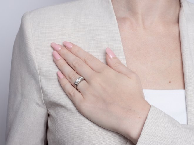 Diamond five stone ring, circa 1915. 