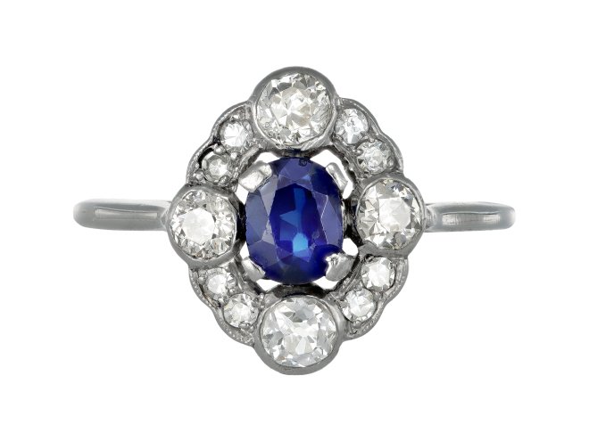 Manage Ref_29724 Art Deco sapphire and diamond cluster ring, circa 1930