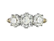 Old mine diamond three stone ring, circa 1910.