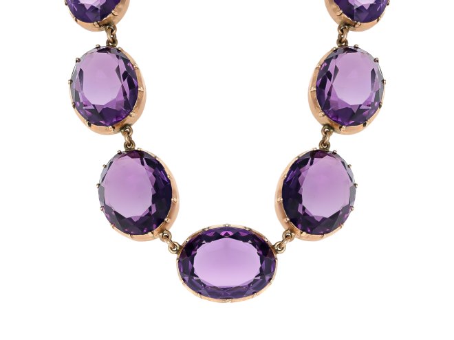 Victorian amethyst rivi&egrave;re necklace, circa 1890.