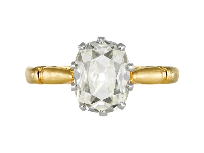 Old mine diamond solitaire ring, circa 1905.