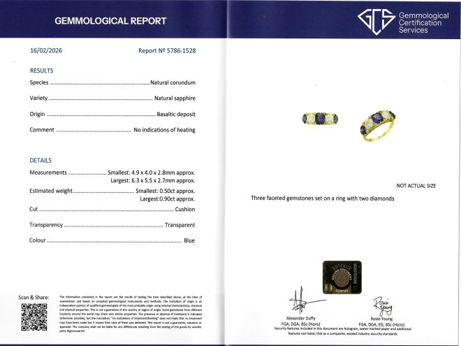 Victorian sapphire and diamond five stone ring, circa 1900.