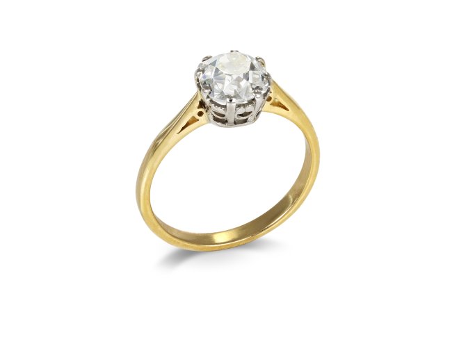 Old mine diamond solitaire ring, circa 1915